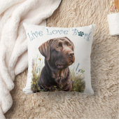 チョコレートラボドッグママフローラ クッション (ブランケット)