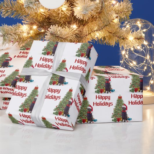 チョコレートラボハッピーホリデー ラッピングペーパー (クリスマス)