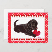 チョコレートラボパピーバレンタインデーのカード シーズンポストカード (正面/裏面)