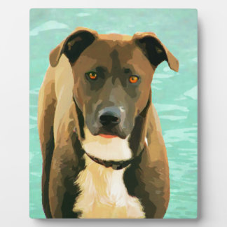 チョコレートラボピットブルミックスPitador Labrabull フォトプラーク