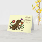 チョコレートラボママ&グリーン カード (黄色い花)