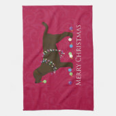チョコレートラボメリークリスマスデザイン キッチンタオル (縦)