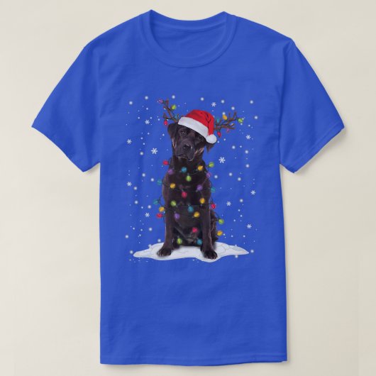 チョコレートラボラブラドールクリスマスツリーライトパジャマ Tシャツ (デザイン正面)