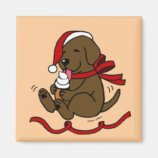 チョコレートラボ子犬のクリスマスマンガマグネット マグネット
