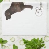 チョコレートラボ水彩デザイン キッチンタオル (折り畳み)