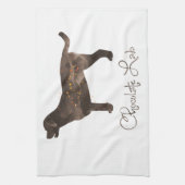 チョコレートラボ水彩デザイン キッチンタオル (縦)