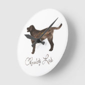 チョコレートラボ水彩デザイン ラウンド壁時計 (傾斜)