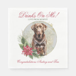 チョコレートラボ結婚クリスマス犬の写真 スタンダードランチョンナプキン