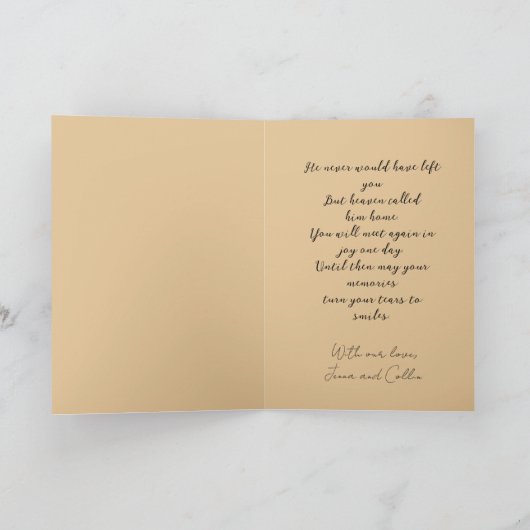 チョコレートラボ金ゴールド天使の損失のための悔やみや弔慰 カード (内部)