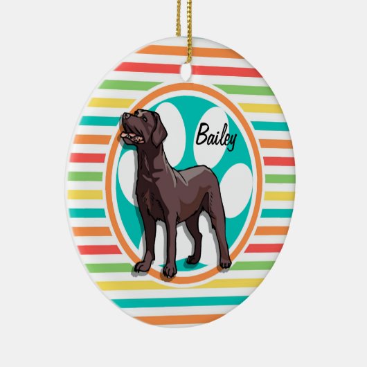 チョコレートラボ;明るいレインボーストライプズ セラミックオーナメント (右)