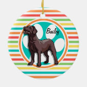チョコレートラボ;明るいレインボーストライプズ セラミックオーナメント (裏面)