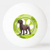 チョコレートラボ；明るい緑の迷彩柄、カモフラージュ 卓球ボール (裏面)