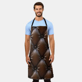 チョコレートレザー:贅沢な上皮テクスチャー エプロン (着用した状態)