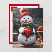 チョコレート及びイチゴ雪だるま シーズンポストカード (正面/裏面)