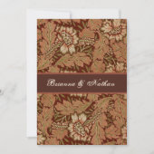 チョコレート及び金ゴールドのVintagのダマスク織の結婚式招待状 招待状 (正面)