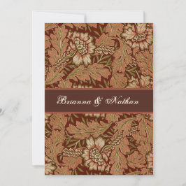 チョコレート及び金ゴールドのVintagのダマスク織の結婚式招待状 招待状