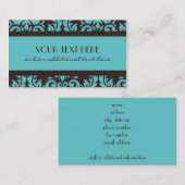 チョコレート及び青いダマスク織 名刺 (正面/裏面)