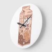 チョコレート味の牛乳パック ラージ壁時計 (傾斜)