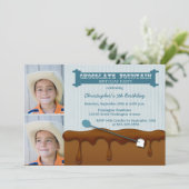 チョコレート噴水の男の子の誕生会の招待 招待状 (スタンド正面)