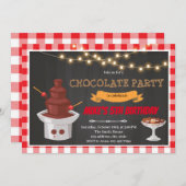 チョコレート噴水の誕生日テーマ 招待状 (正面/裏面)