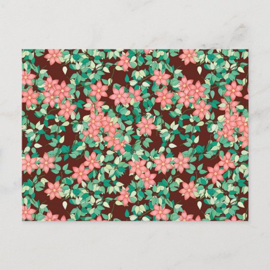 チョコレート地にピンクの花 ポストカード (正面)