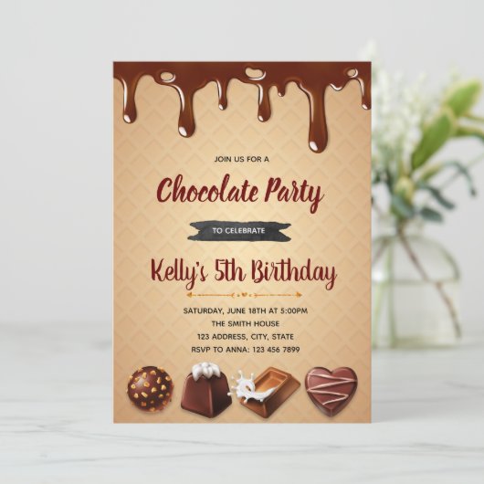 チョコレート天国のパーティの招待状 招待状 (スタンド正面)