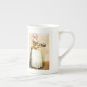 チョコレート女の子、芸術の絵画 ボーンチャイナマグカップ (右)