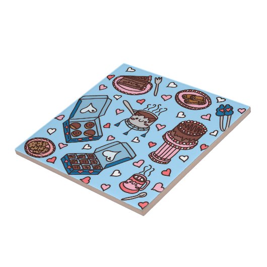 チョコレート好きな人向けのかわいいデザイン タイル (側面)