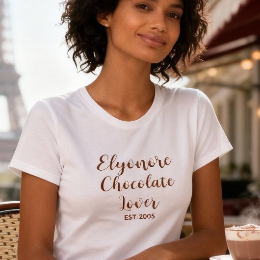 チョコレート好きの名前入りスタイリッシュデザイン Tシャツ