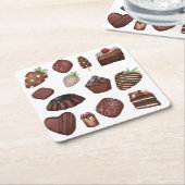 チョコレート好き スクエアペーパーコースター (アングル)