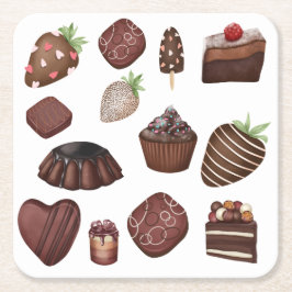 チョコレート好き スクエアペーパーコースター
