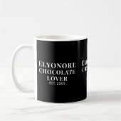 チョコレート好き ホワイトスクリプト 名前入り設立年 コーヒーマグカップ (左)