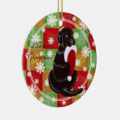 チョコレート実験室のクリスマスのサンタのパーソナライズな帽子 セラミックオーナメント (右)