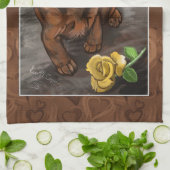 チョコレート実験室のラテ キッチンタオル (折り畳み)