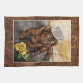 チョコレート実験室のラテ キッチンタオル (横)