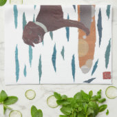 チョコレート実験室、ラブラドル・レトリーバー犬、ビーチ犬 キッチンタオル (折り畳み)