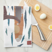 チョコレート実験室、ラブラドル・レトリーバー犬、ビーチ犬 キッチンタオル (四つ折り)