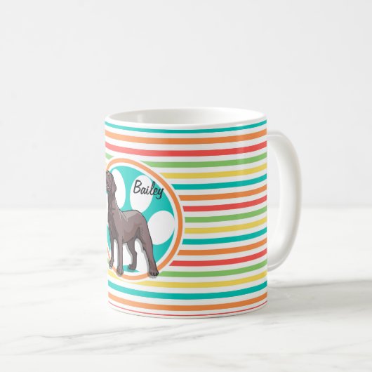 チョコレート実験室; 明るい虹は縞で飾ります コーヒーマグカップ (正面右)