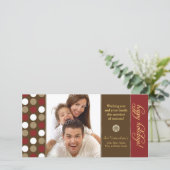 チョコレート水玉模様ホリデーフォトカード（赤） シーズンカード (スタンド正面)