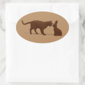 チョコレート猫 楕円形シール (バッグ)