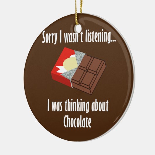 チョコレート考えことわざダークにつおもしろいいて セラミックオーナメント (左)