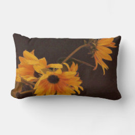チョコレート背景の黄色いヒマワリ ランバークッション