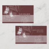 チョコレート色のエレガントでモダンなシンプルの蝶 名刺 (正面/裏面)