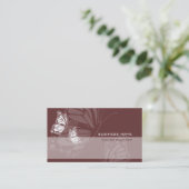 チョコレート色のエレガントでモダンなシンプルの蝶 名刺 (スタンド正面)