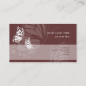 チョコレート色のエレガントでモダンなシンプルの蝶 名刺 (裏面)