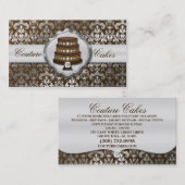 チョコレート色のケーキのオートクチュールの派手なダマスク織のベーカリー 名刺 (正面/裏面)