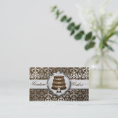 チョコレート色のケーキのオートクチュールの派手なダマスク織のベーカリー 名刺 (スタンド正面)