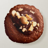 チョコレート色のチョコレートファッジのクッキー ラウンドクッション (正面)