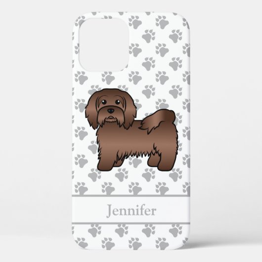 チョコレート色のハバニーズの可愛いキャラクター犬と名前 Case-Mate iPhoneケース (裏面)