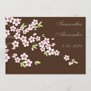 チョコレート色の桜の結婚式招待状 招待状